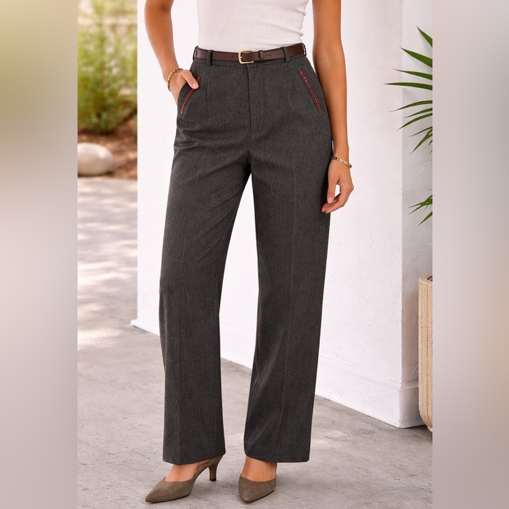 Harve Benard Vintage Wool Evening Trousers with Gem Embellishments Size 4